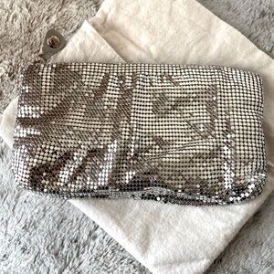 Jimmy Choo small silver mesh clutch